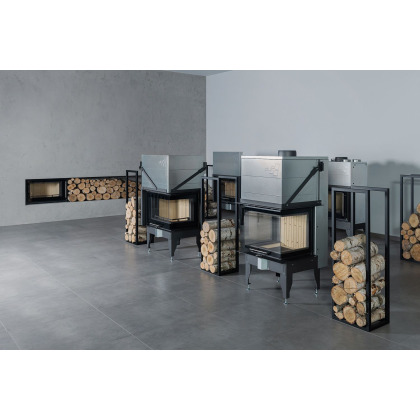 Focar UNIFLAM 860 14 KW  cu usa ridicare verticala si aer exterior cu geam lateral dreapta