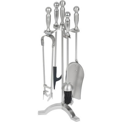 Set curatare semineu si soba 4 Piese  nickel