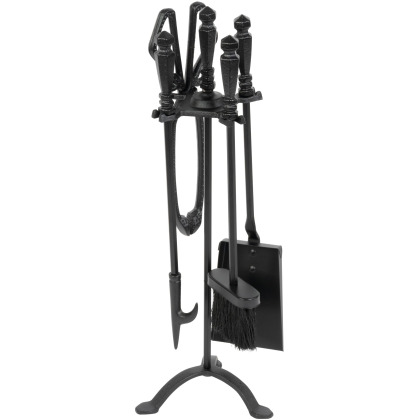 Set curatare semineu si soba Negru 4 piese